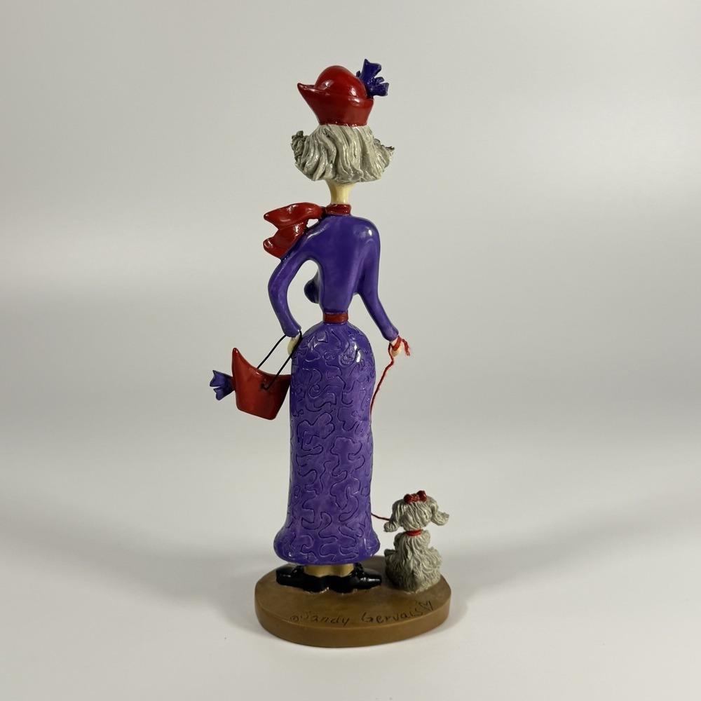 Red Hat Lady Walking Small‎ White Dog, Sandy Gervais figure 8" X 3" - Picture 5 of 16